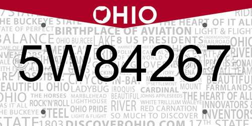 5W84267 Ohio License Plate