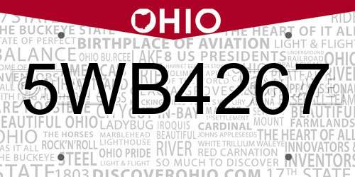 5WB4267 Ohio License Plate