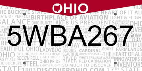 5WBA267 Ohio License Plate
