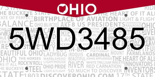 5WD3485 Ohio License Plate