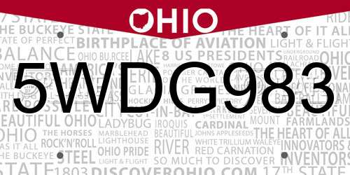 5WDG983 Ohio License Plate