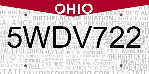 5WDV722 Ohio License Plate