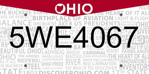5WE4067 Ohio License Plate