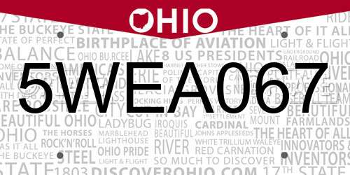 5WEA067 Ohio License Plate