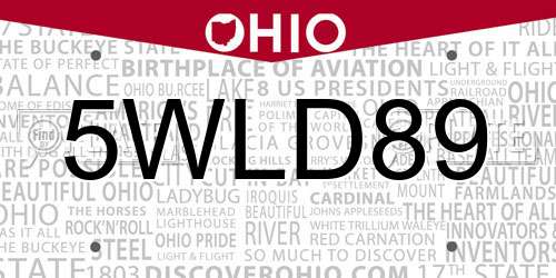 5WLD89 Ohio License Plate
