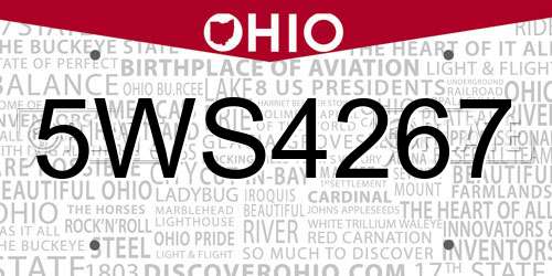 5WS4267 Ohio License Plate