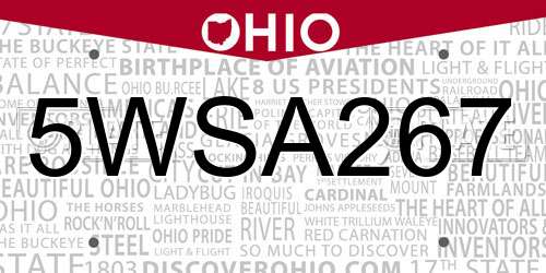 5WSA267 Ohio License Plate