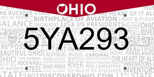 5YA293 Ohio License Plate