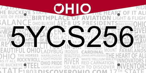 5YCS256 Ohio License Plate