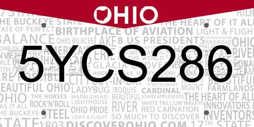 5YCS286 Ohio License Plate