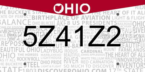 5Z41Z2 Ohio License Plate