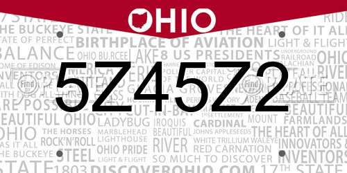 5Z45Z2 Ohio License Plate