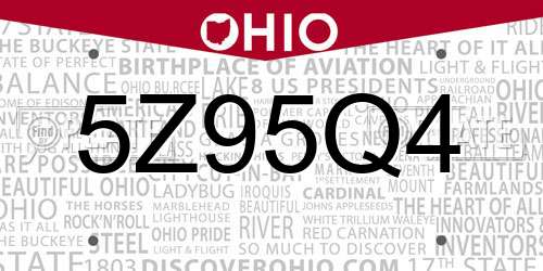 5Z95Q4 Ohio License Plate