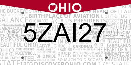 5ZAI27 Ohio License Plate