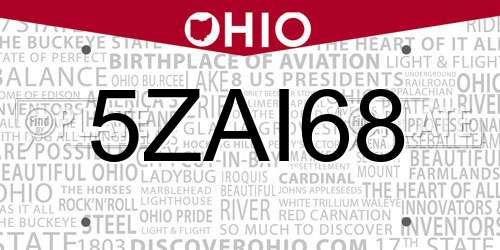 5ZAI68 Ohio License Plate