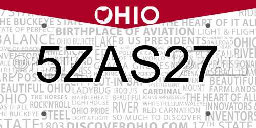 5ZAS27 Ohio License Plate