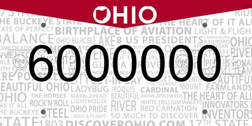 6000000 Ohio License Plate