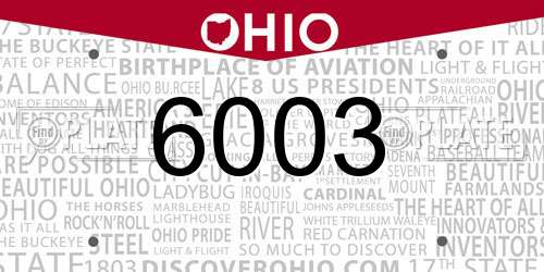 6003 Ohio License Plate