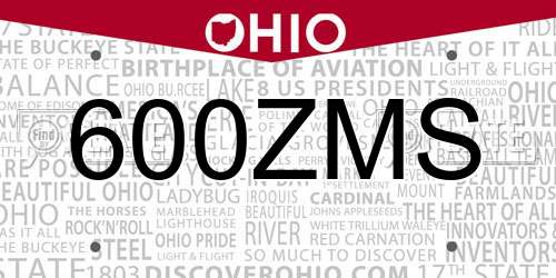 600ZMS Ohio License Plate