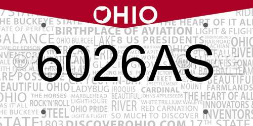 6026AS Ohio License Plate