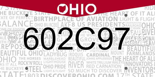602C97 Ohio License Plate