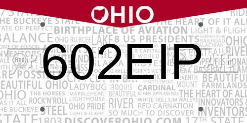 602EIP Ohio License Plate