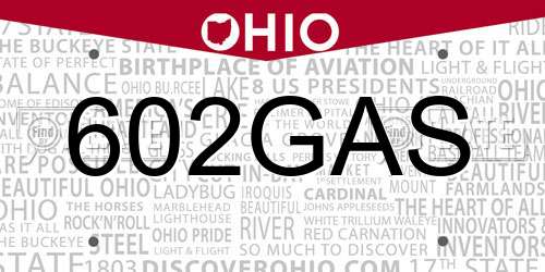 602GAS Ohio License Plate