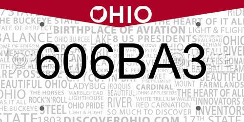 606BA3 Ohio License Plate