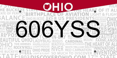 606YSS Ohio License Plate
