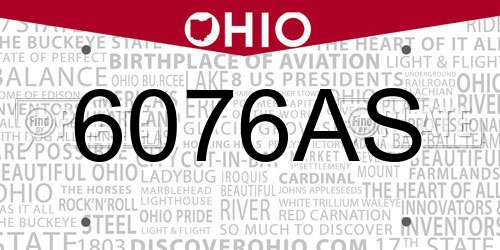 6076AS Ohio License Plate
