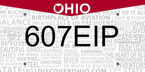 607EIP Ohio License Plate