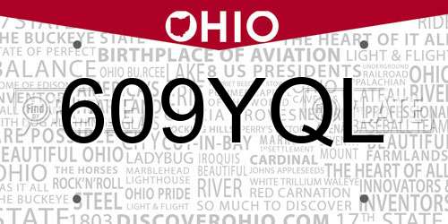 609YQL Ohio License Plate
