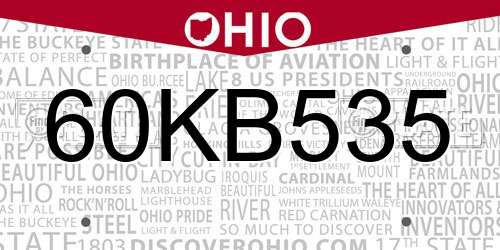 60KB535 Ohio License Plate