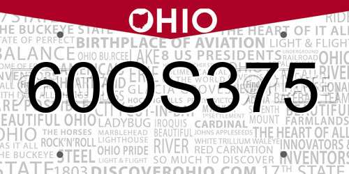 60OS375 Ohio License Plate