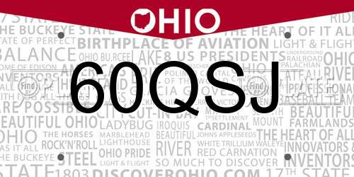 60QSJ Ohio License Plate