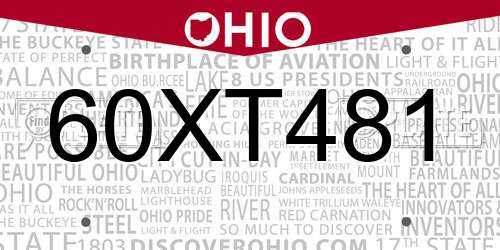 60XT481 Ohio License Plate
