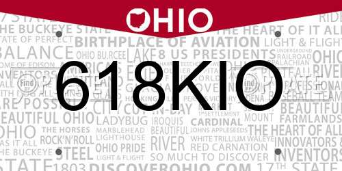 618KIO Ohio License Plate