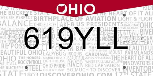 619YLL Ohio License Plate