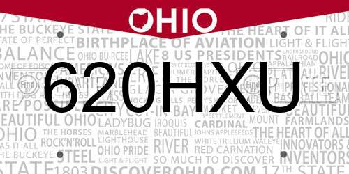 620HXU Ohio License Plate