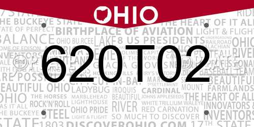 620T02 Ohio License Plate