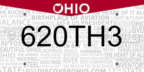 620TH3 Ohio License Plate