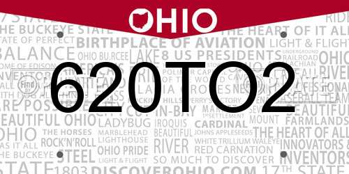 620TO2 Ohio License Plate