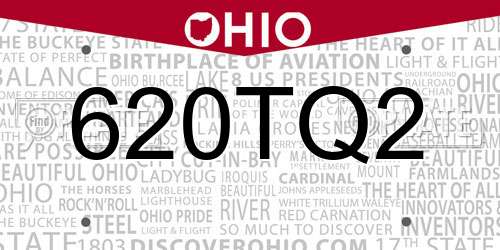 620TQ2 Ohio License Plate