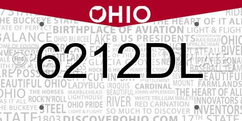 6212DL Ohio License Plate