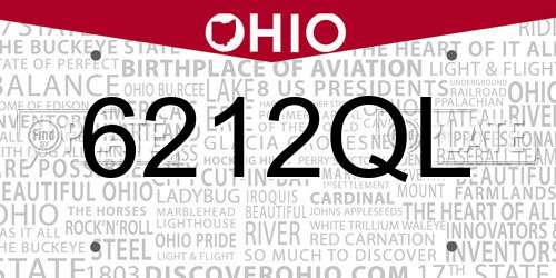 6212QL Ohio License Plate
