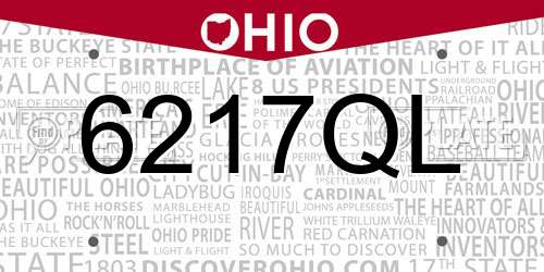 6217QL Ohio License Plate
