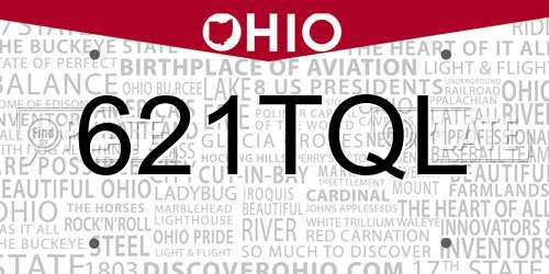 621TQL Ohio License Plate