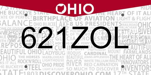 621ZOL Ohio License Plate