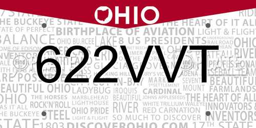 622VVT Ohio License Plate