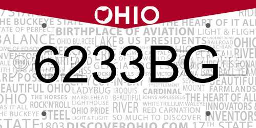 6233BG Ohio License Plate
